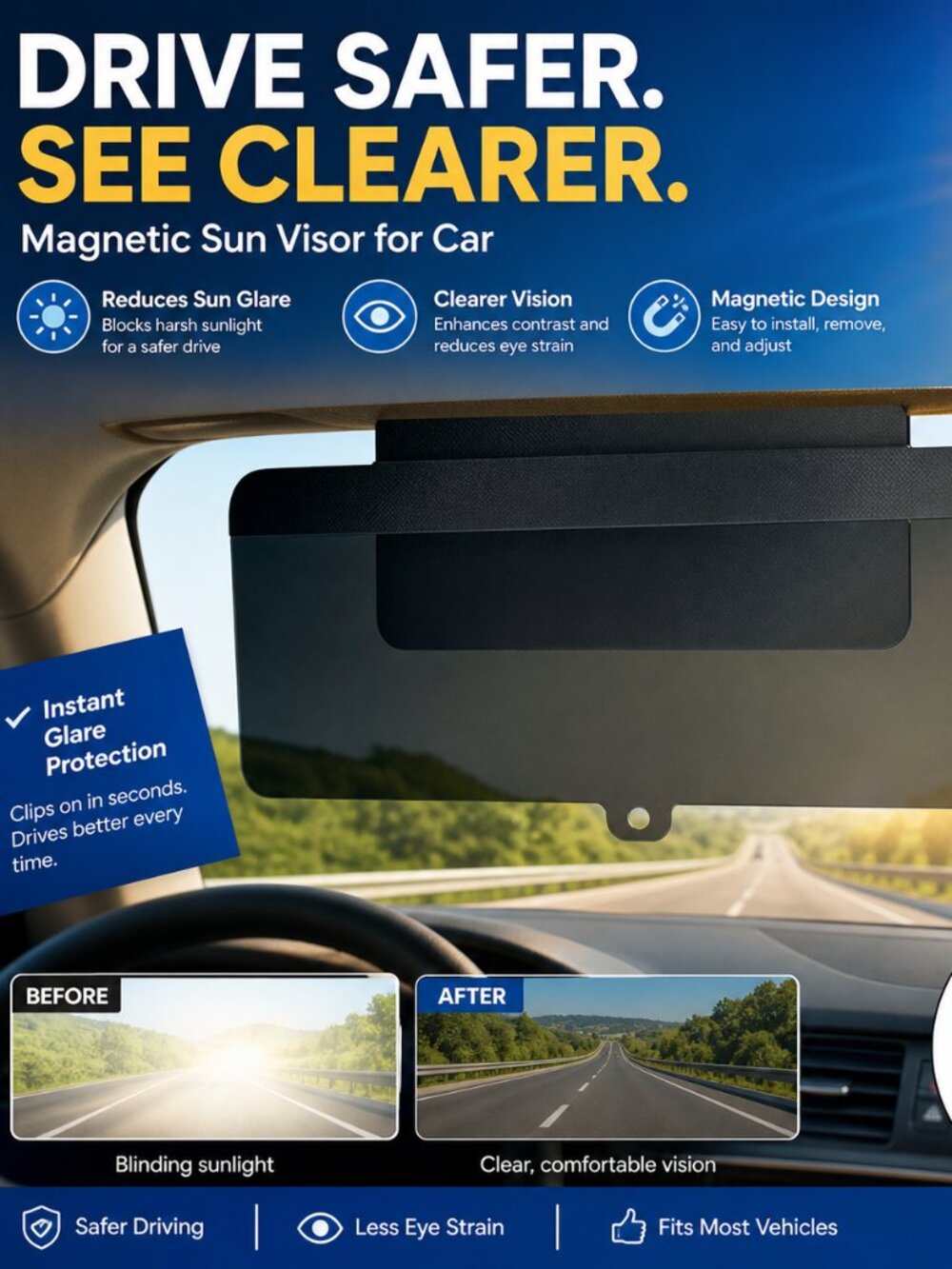 Black Sun Visor Extender with PC Lens